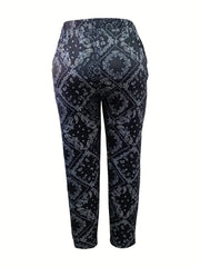  Paisley & Scarf Print High Rise Tapered Leg Pants