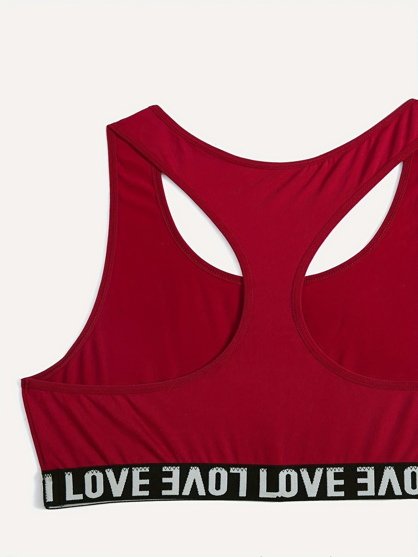  Casual Lingerie Set: Letter Tape Racer Back Bra & Underwear