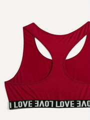  Casual Lingerie Set: Letter Tape Racer Back Bra & Underwear