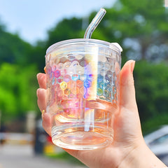 Portable Plastic Water Cup with Straw and Lid