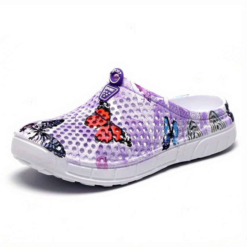 Women's Butterfly Printed Clogs Non Slip Slide Shoes Casual Outdoor Clogs