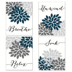 Teal Relax Soak Unwind Breathe Bathroom Wall Decor