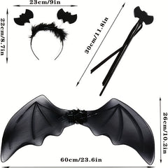 4pcs Halloween Bat Costume Set Puffy Skirt Bat Wings Bat Bandana