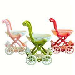 3 Section Stroller 4 Wheels Pastel Colors Pink Green Yellow Peach