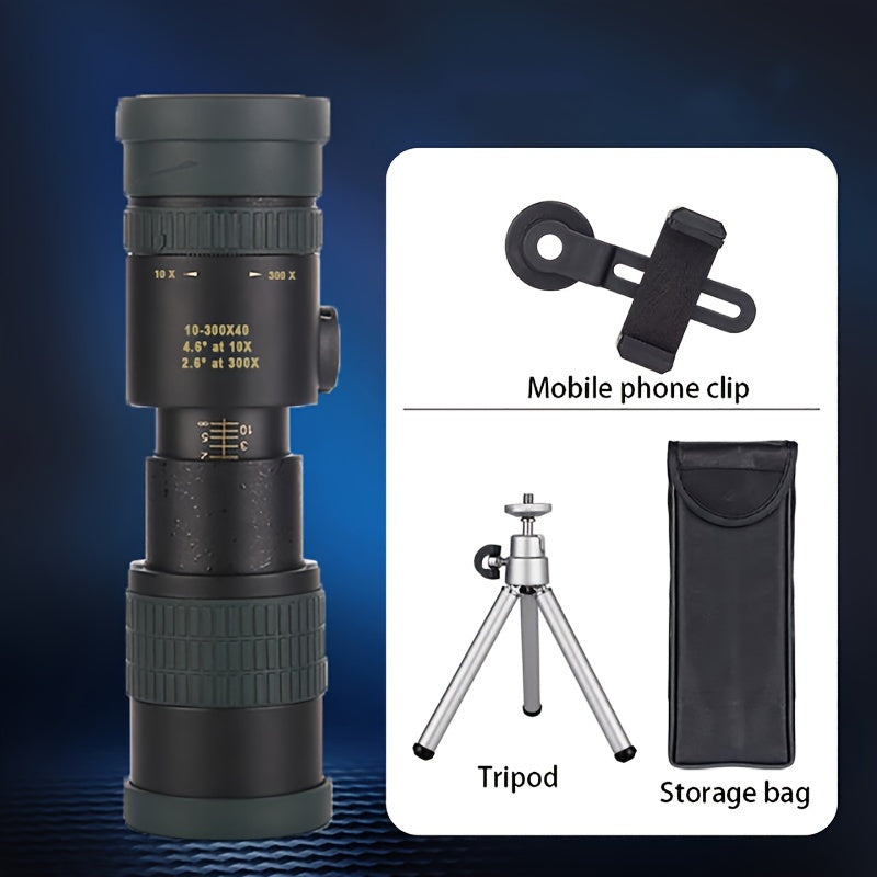 High-powered 10x40 Monocular Telescope with Phone Adapter & Tripod