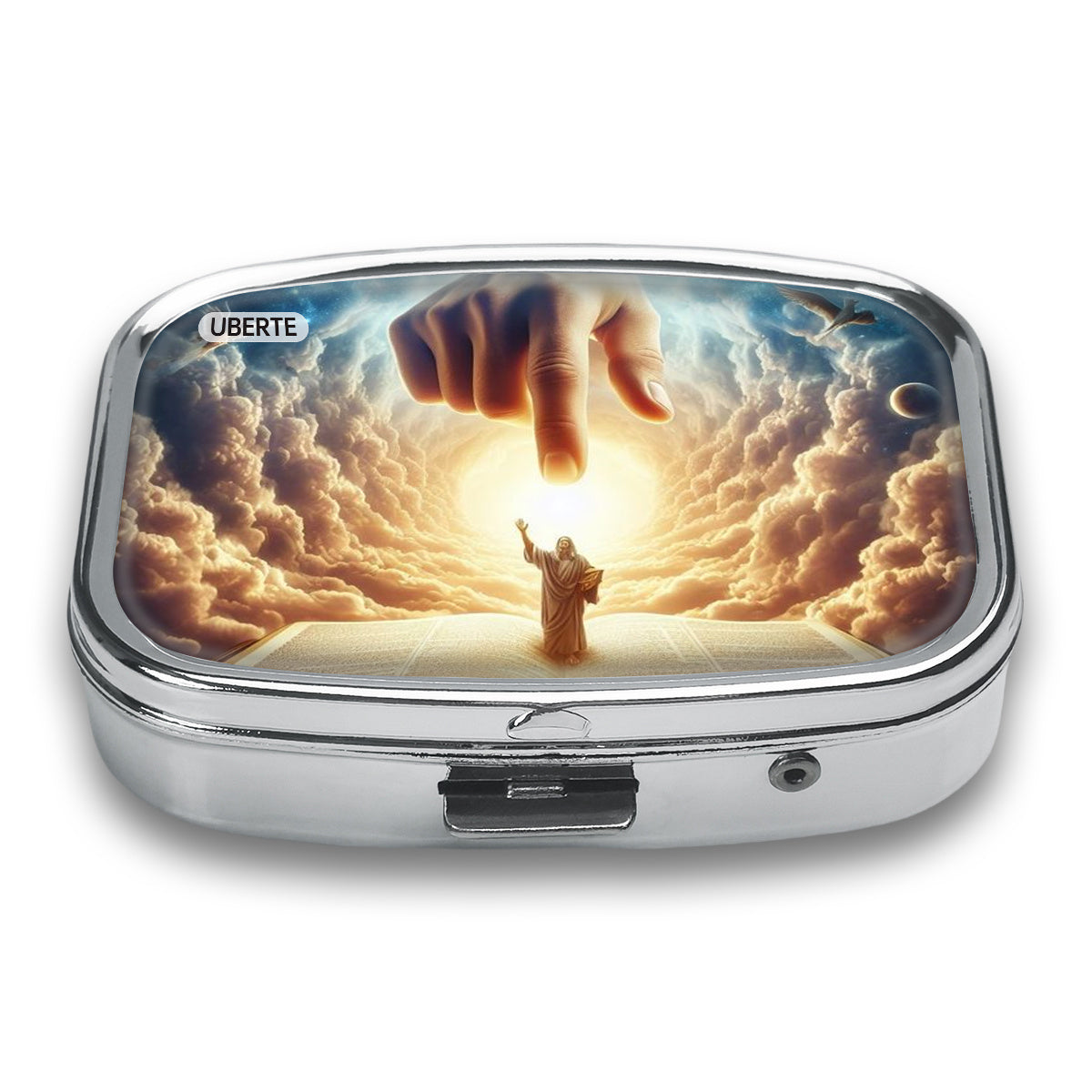 Devout Worship Metal Medicine Box 2 Compartment Square Mini Portable Travel Pock