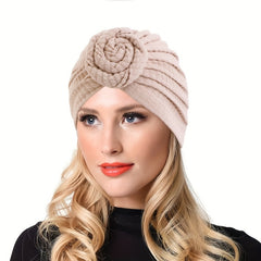Front Twist Knot Turban Cap Embossed Pleated Head Wrap Hijab Elastic Bonnet