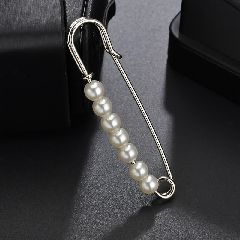 Anti-slip Faux Pearl Cardigan Buckle Waist Pin