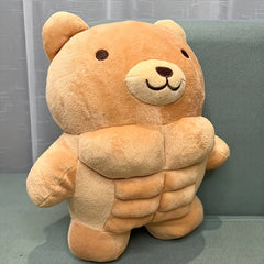 Soft Big Muscle Teddy Bear Light Brown Plush Toy for Christmas