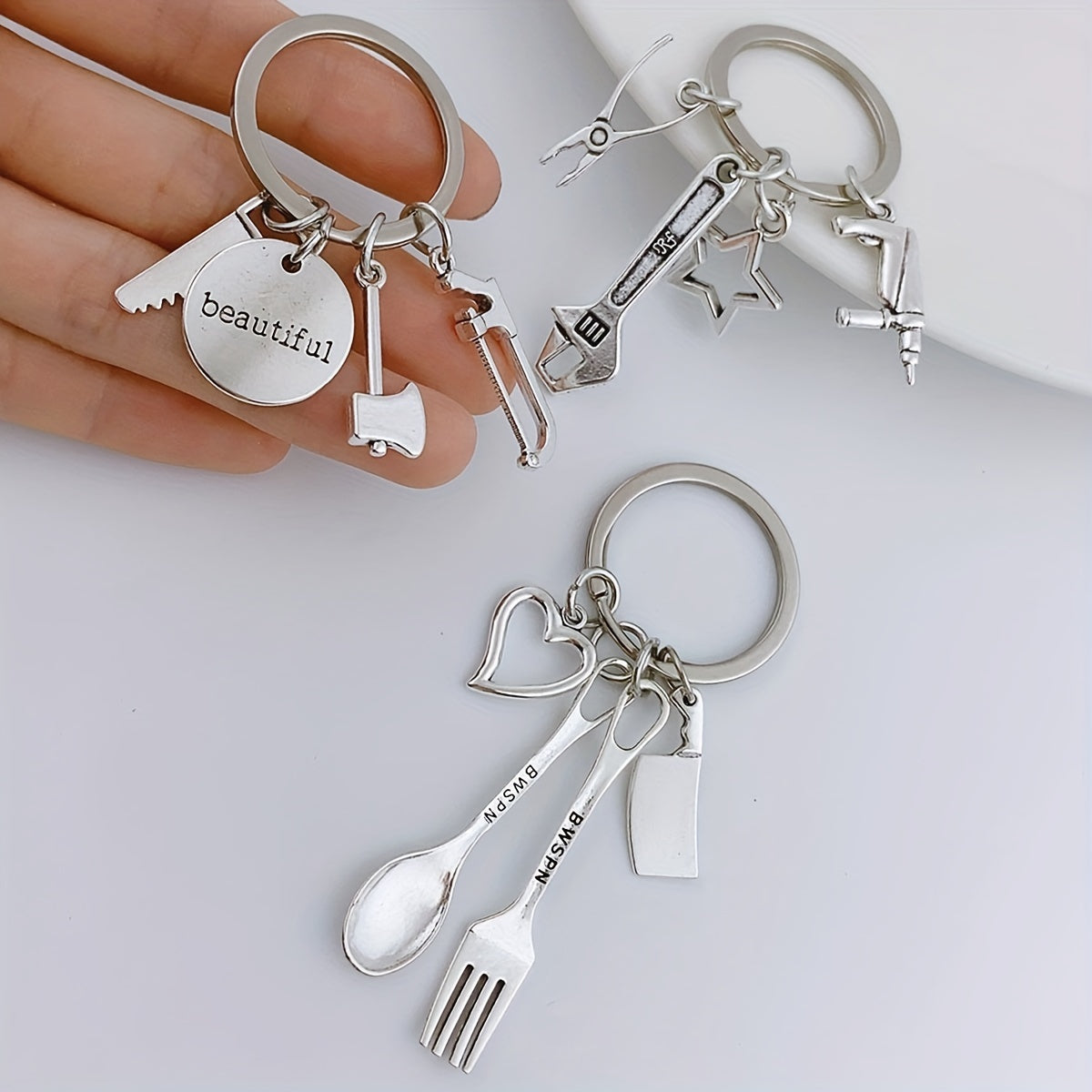 Mini Repair Tools Kit Keychain Metal Key Ring Father's Gift For Dad Papa