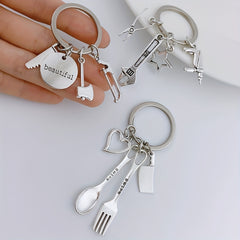 Mini Repair Tools Kit Keychain Metal Key Ring Father's Gift For Dad Papa