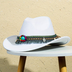 Jazz Hat With Upturned Tassels Edge Top Hat