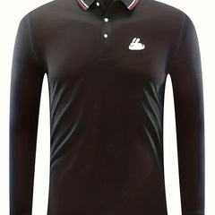 Men's Bunny Print Polo Shirt Long Sleeve Lightweight