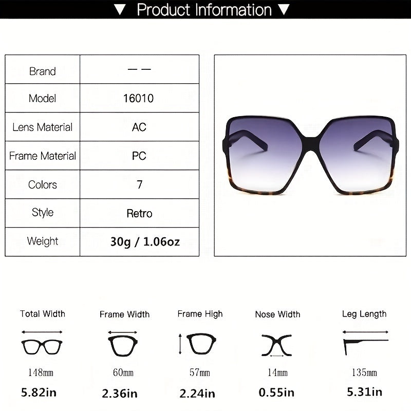 Large Square Sunglasses Jelly Frame Gradient Glasses UV400