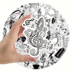 50pcs Musical Note Graffiti Stickers for Laptop Helmets Water Cup Decoration