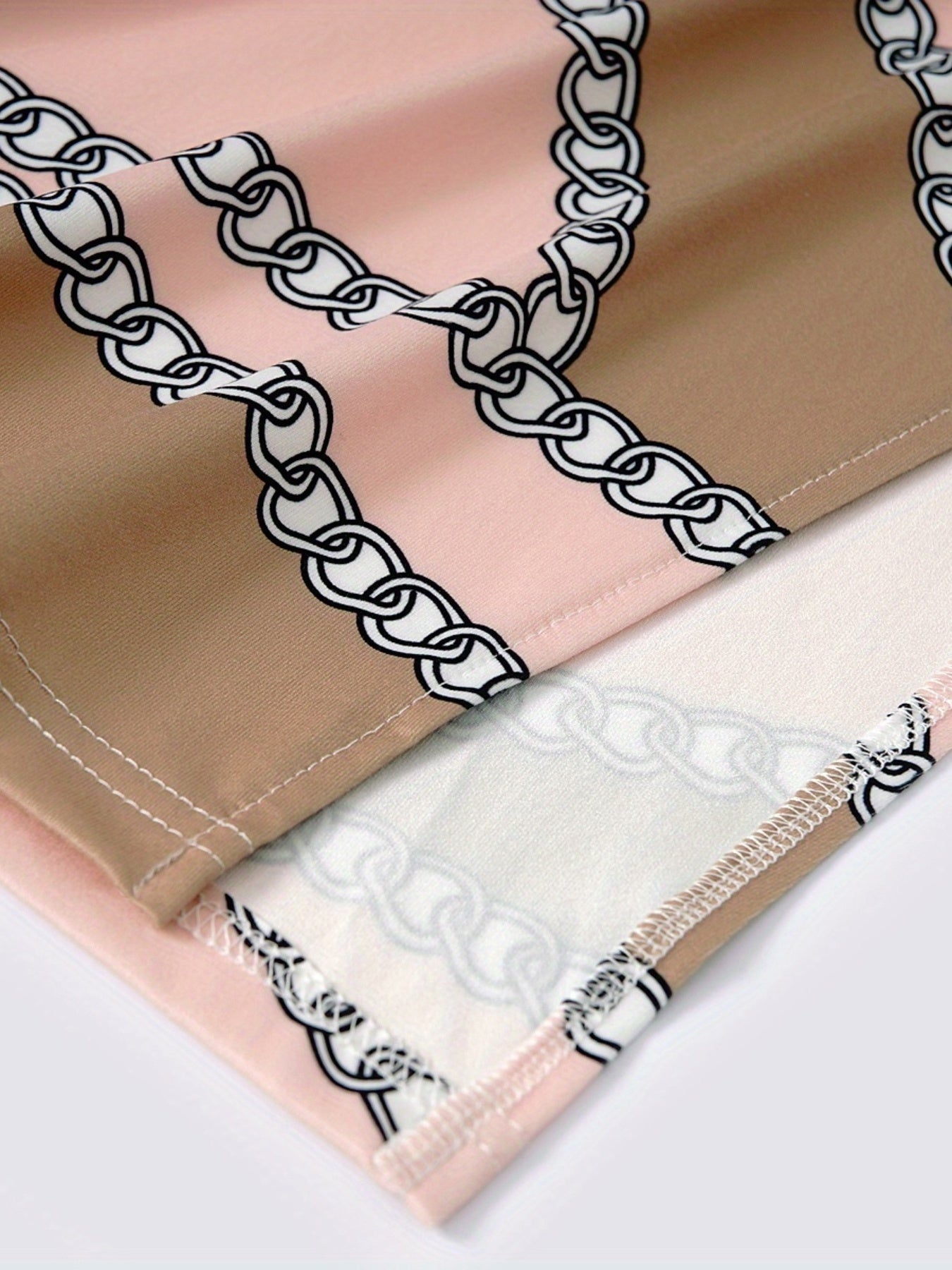  Casual Skirt Chain Print Drawstring Slim Fit Skirt