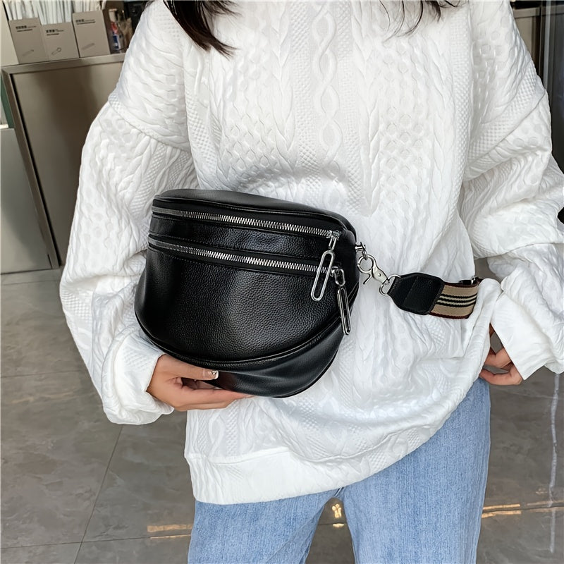 Double Zipper Fanny Pack Women's Crossbody Bag