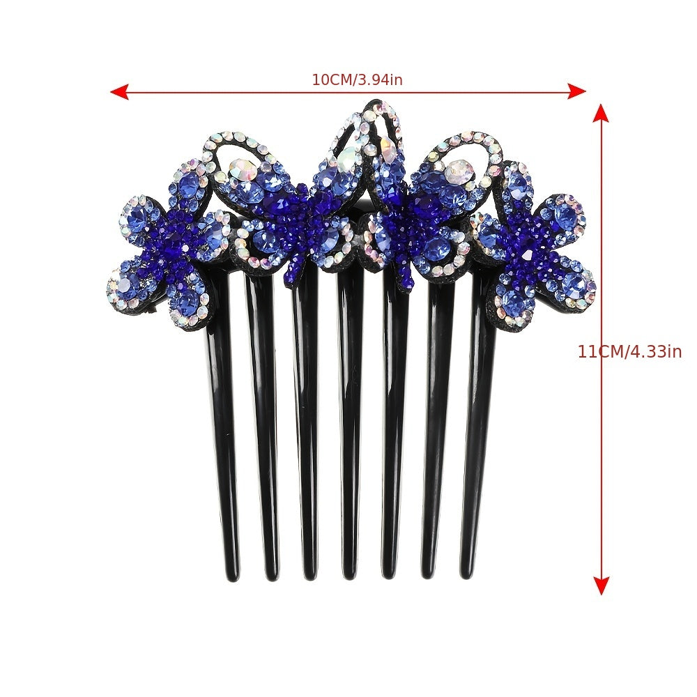 Crystal Butterfly Hair Clips Flower Rhinestone Hair Comb Wedding Hair Accessorie