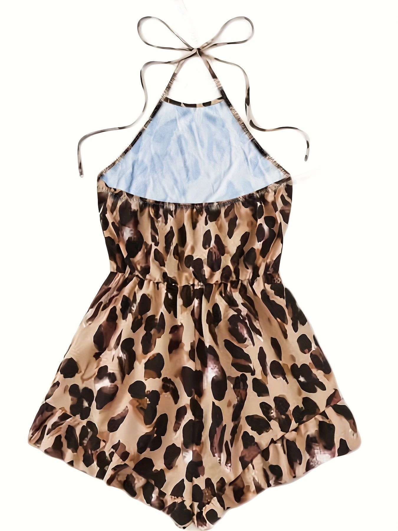  Sexy Leopard Print Halter Neck Romper