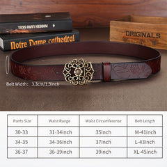 Vintage Flower Hollow Buckle Wide Leather Belt