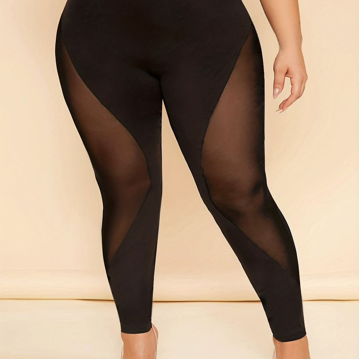  High Rise Mesh Stretch Yoga Pants