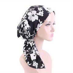 Classic Print Pre tied Head Wrap Turban Cap Elastic Hijab Casual Chemo Hats