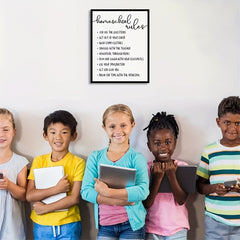 Home Rules Wall Decor - Child Wall Art Decoration - Wall Hanging 20 x 25 cm