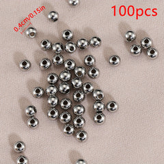 100pcs Stainless Steel Beads Big Hole Spacer Beads For Jewelry Making