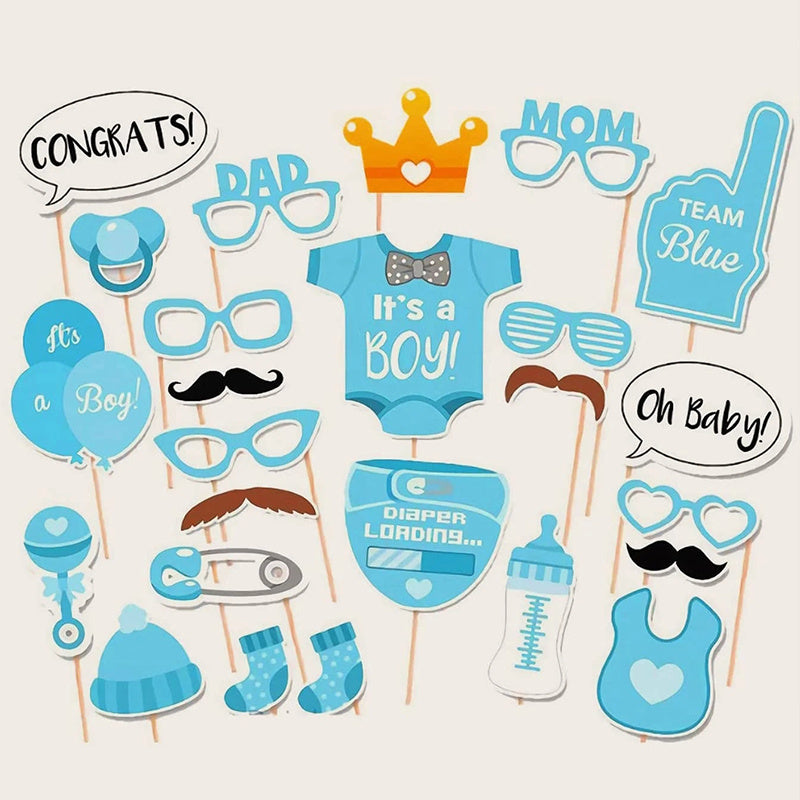 54pcs Boy Baby Shower Photo Booth Props Create Memorable Moments
