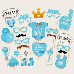 54pcs Boy Baby Shower Photo Booth Props Create Memorable Moments