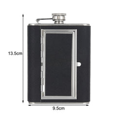 6oz Whiskey Pocket Alcohol Bottle Stainless Steel Cigarette Box Flask