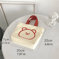 Cartoon Bear Handbag Lunch Box Bag Handle Canvas Bag