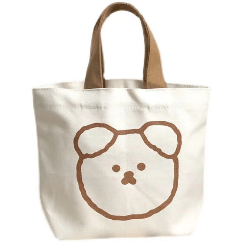 Cartoon Bear Handbag Lunch Box Bag Handle Canvas Bag