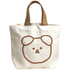 Cartoon Bear Handbag Lunch Box Bag Handle Canvas Bag