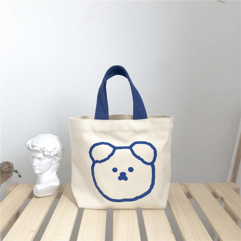 Cartoon Bear Handbag Lunch Box Bag Handle Canvas Bag