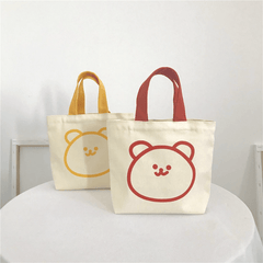 Cartoon Bear Handbag Lunch Box Bag Handle Canvas Bag