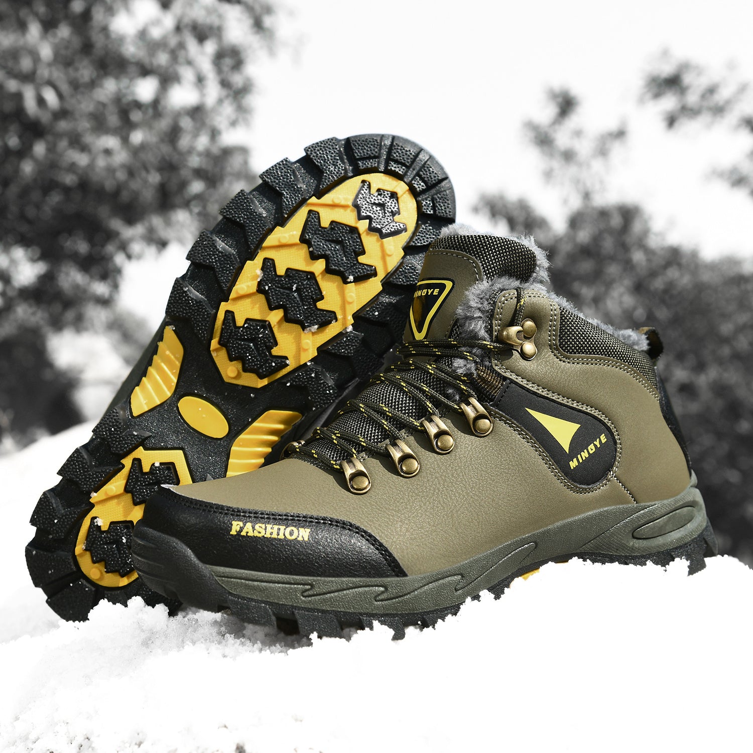 Men's Waterproof Snow Boots Non Slip Fleece Shoes