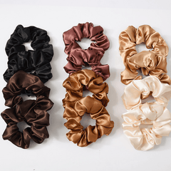 Silk Satin Neutral Hair Scrunchies Earth Toned Golden Hair Ties