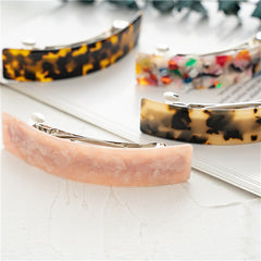 French Style Curved Volume Barrette Tortoise Shell Hair Clips Automatic Clasp