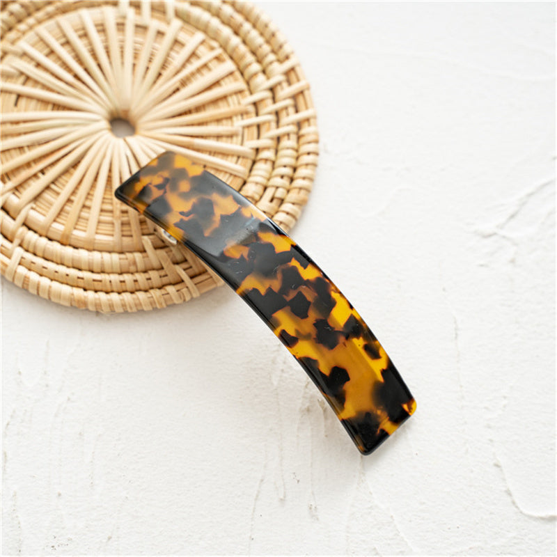 French Style Curved Volume Barrette Tortoise Shell Hair Clips Automatic Clasp