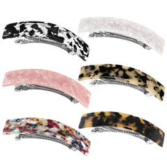 French Style Curved Volume Barrette Tortoise Shell Hair Clips Automatic Clasp