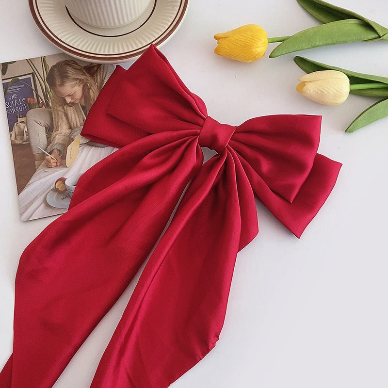 Big Bow Barrettes Satin Hairclips Ribbon Hair Pins For Women Girls