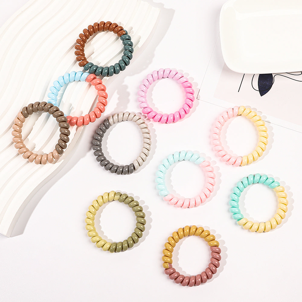 10 Pcs Multicolor Spiral Hair Ties No Crease Acc
