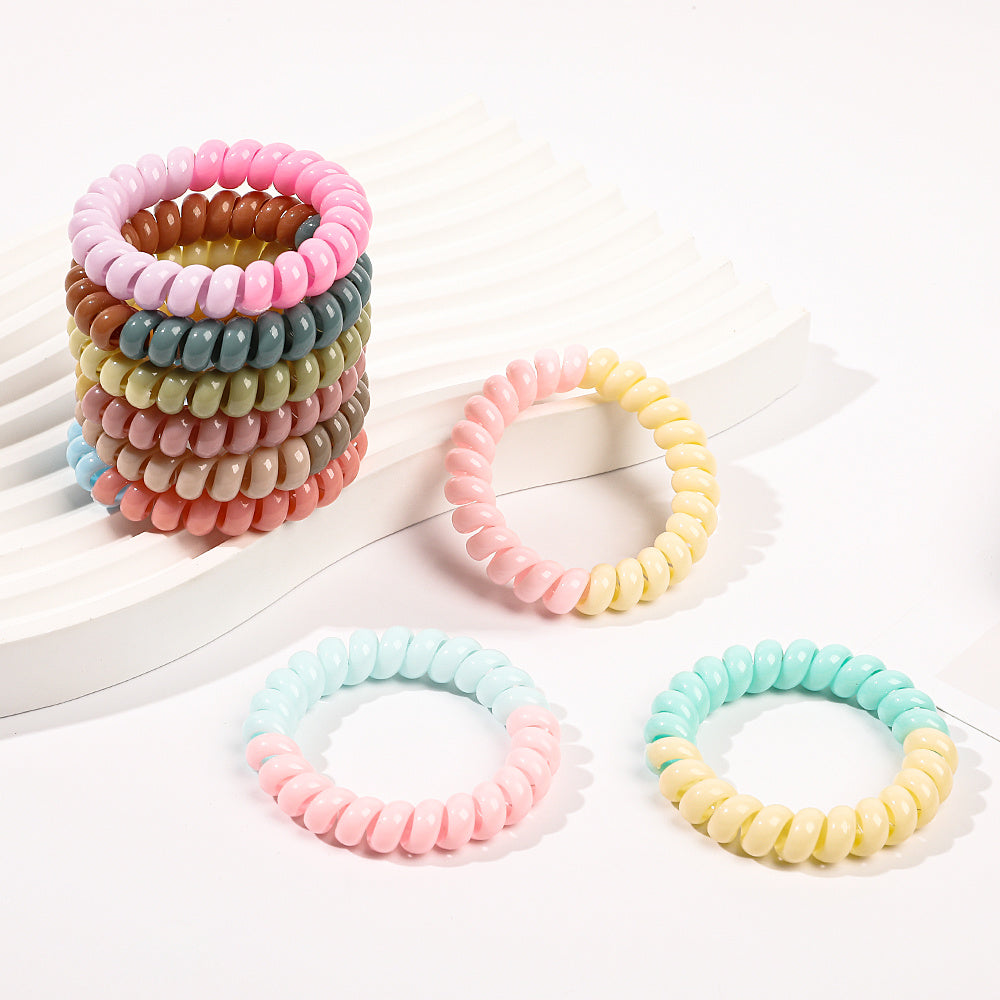 10 Pcs Multicolor Spiral Hair Ties No Crease Acc