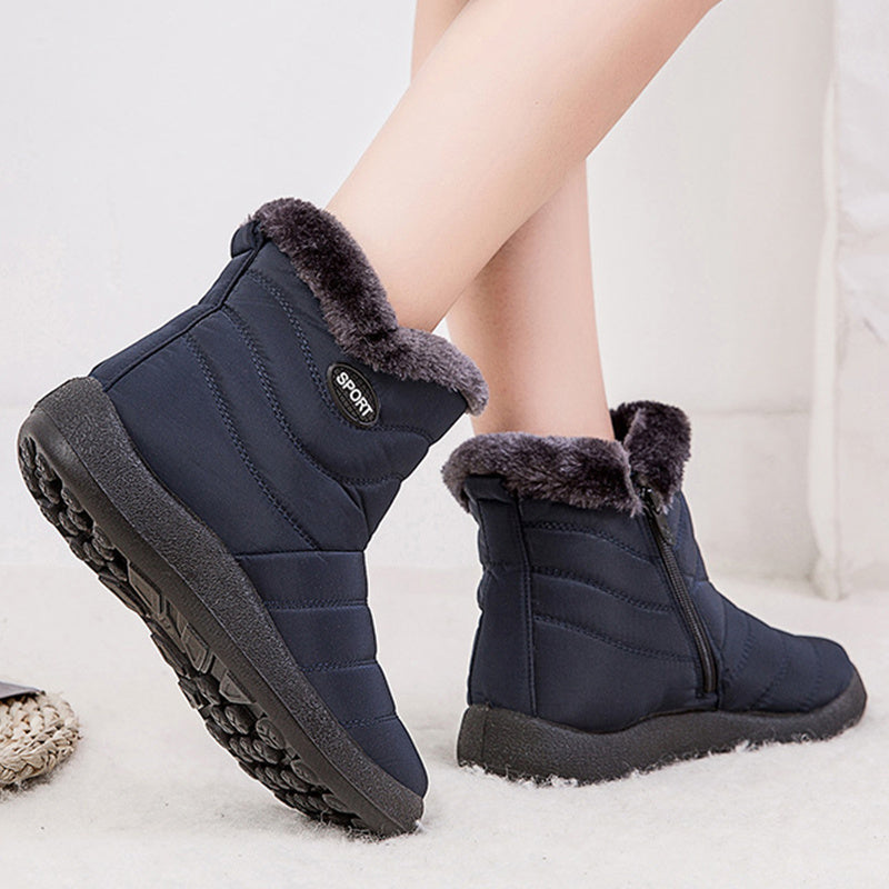 Women's Faux Fur Snow Boots Winter Ankle Boots Side Zipper