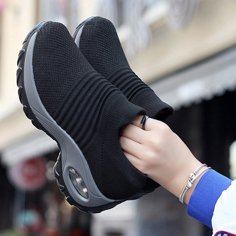 Women's Knitted Socks Shoes Air Cushion Casual Walking Shoes