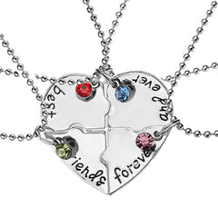 4pcs Necklace Women Jewelry BFF Friendship Pendant Neck Chain Necklace