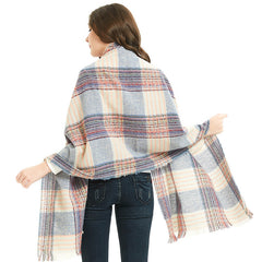Winter Warm Blanket Scarf Plaid Oversized Shawl Soft Tassels Wrap
