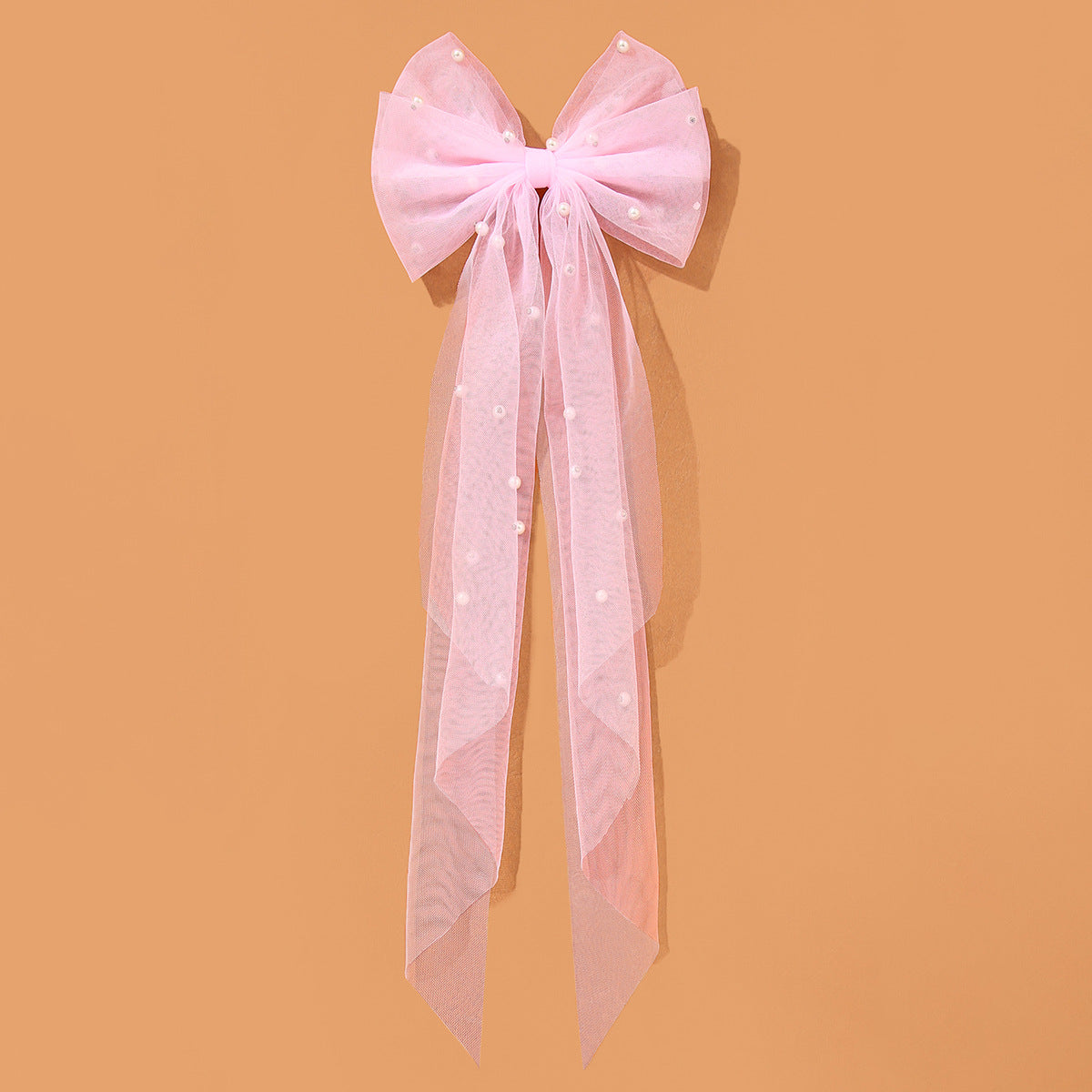 Bridal Bow Veil Faux Pearl Veil Wedding Veil Tulle Bow