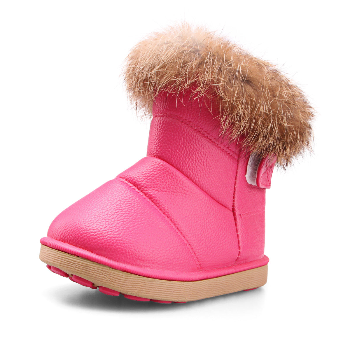 Little Unisex Winter Rose Red Snow Boots Warm Flat Plush Shoes